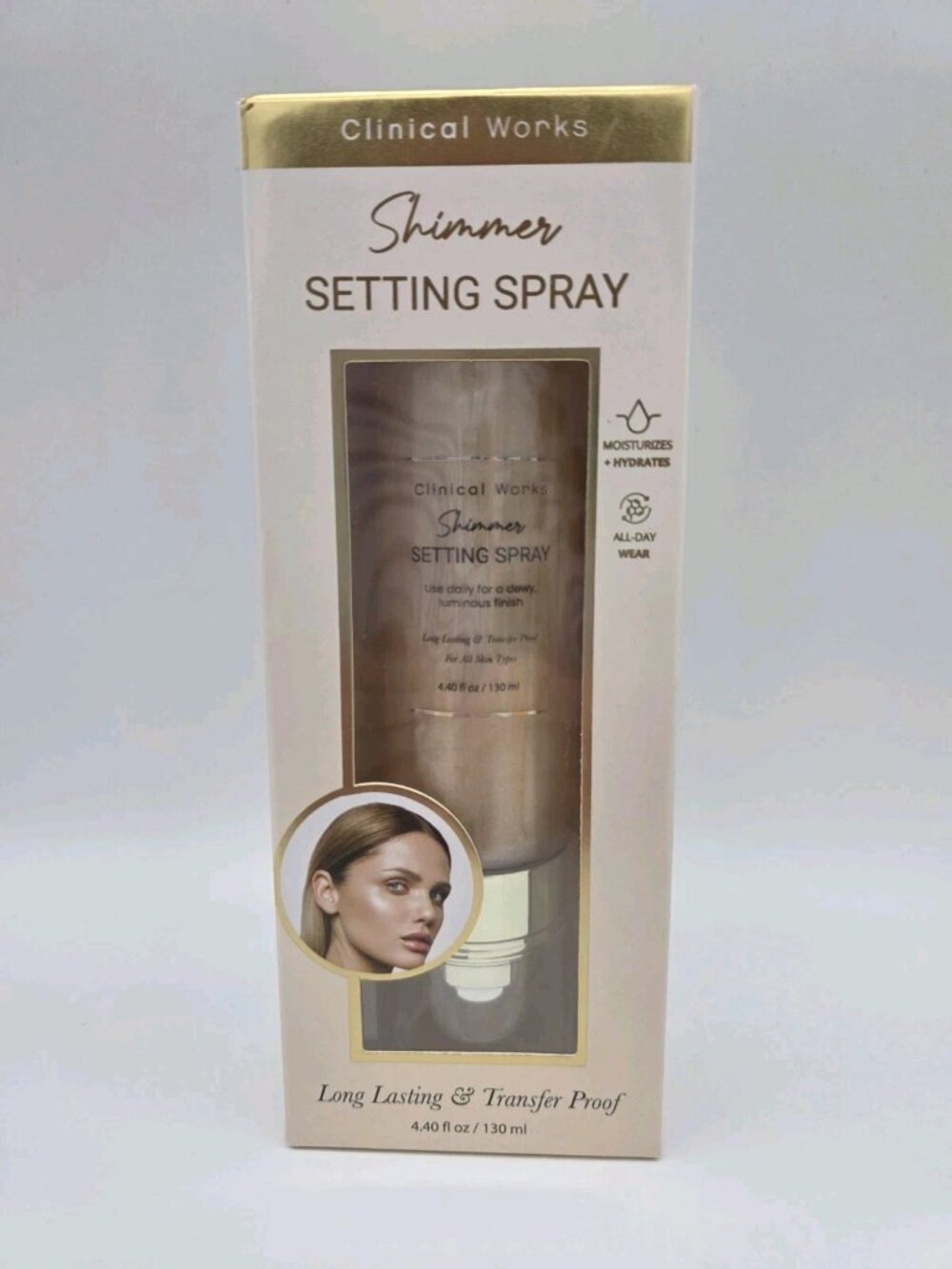*Clinical Works Shimmer Setting Spray Moisturize Hydrates Long Lasting New 4.40